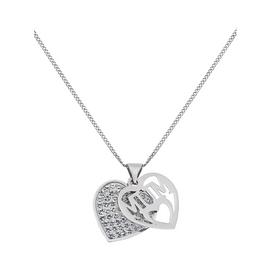 Moon & Back Sterling Silver Crystal 'Mum' Heart Pendant