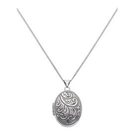 Moon & Back Silver Oval 4 Photo Locket  Pendant Necklace