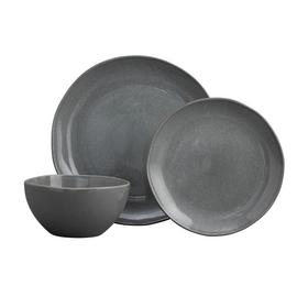 Habitat 12 Piece Stoneware Dinner Set - Grey Reactive