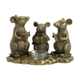 Argos Home Mice Family Tealight Holder - Gold