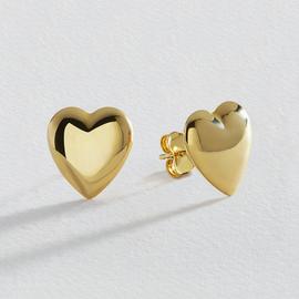 Revere 9ct Yellow Gold Puffed Heart Stud Earrings