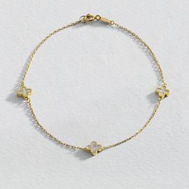 Revere 9ct Yellow Gold Mother of Pearl Clover Bracelet