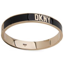 DKNY Gold and Black Enamel Logo Bangle
