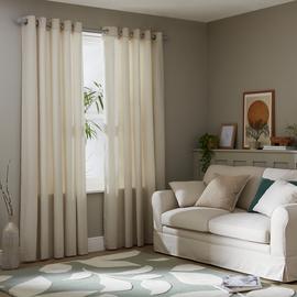 Habitat Herringbone Fully Lined Eyelet Curtains