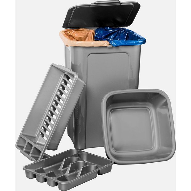 Buy HOME 4 Piece 45L Kitchen Bin Set Silver at Argos.co.uk Your