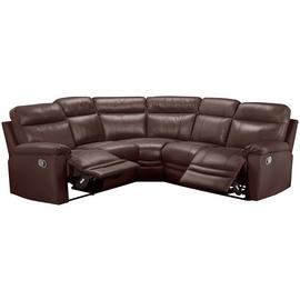 Argos Home Paolo Leather Manual Recliner Corner Sofa -Brown