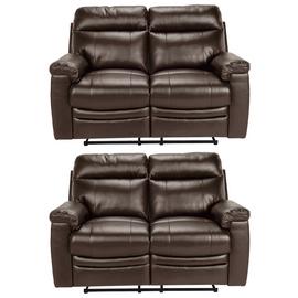Argos Home Paolo Pair of 2 Seater Manual Recline Sofa -Brown