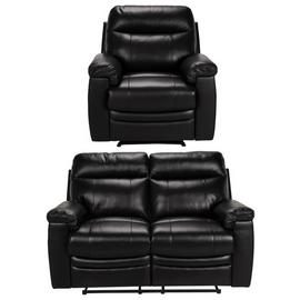 Argos Home Paolo Chair & 2 Seater Manual Recline Sofa -Black