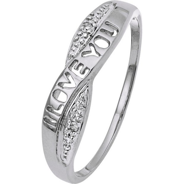 Buy 9ct White Gold Diamond 'I Love You' Crossover Ring at Argos.co.uk Your Online Shop for