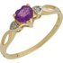 9ct Gold Amethyst and Diamond Heart Ring