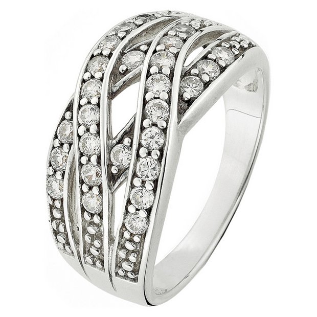 Buy Revere Sterling Silver Cubic Zirconia Multi Crossover Band Dress