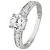 Revere 9ct White Gold CZ Solitaire Shoulder Accent Ring
