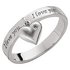 Moon & Back Sterling Silver CZ 'I Love You' Charm Ring