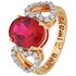 Moon & Back 18ct Gold Plated Created Ruby & CZ Message Ring