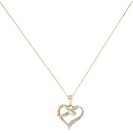 Revere 9ct Gold Accent Heart Pendant 18 Inch Necklace