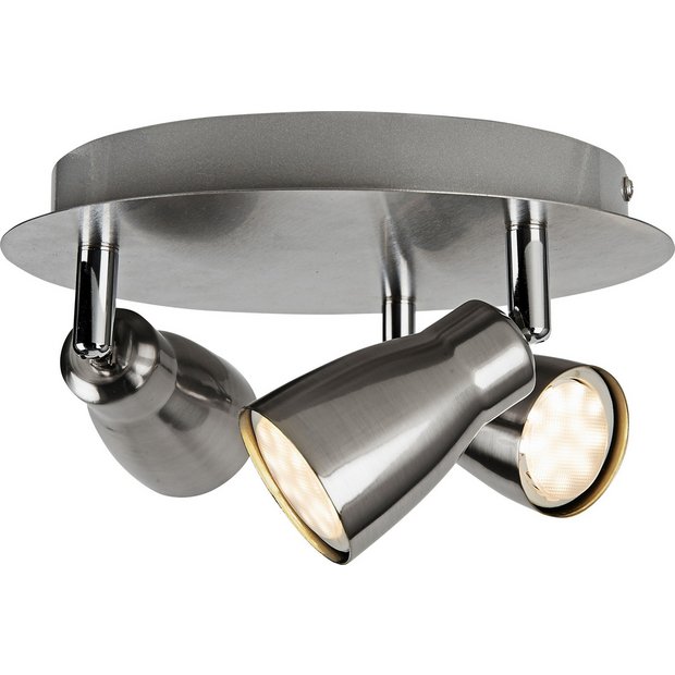 Buy Collection Miller 3 Spotlight Ceiling Plate Brushed Chrome at