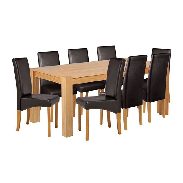 Buy Heart of House Alston 180cm Oak Table & 8 Chairs Chocolate at