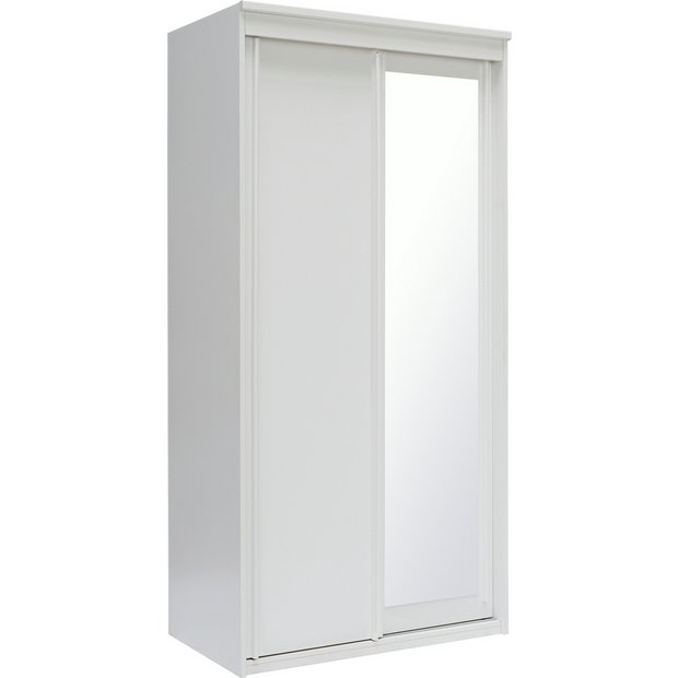 Single white deals wardrobe with mirror