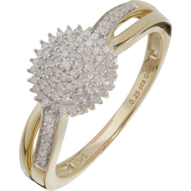 Buy 9ct Gold 0.25ct tw Diamond Cluster Ring at Argos.co.uk Your