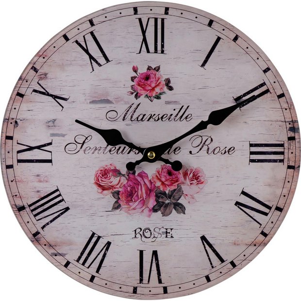 Buy Collection Faded Rose Glass Wall Clock Clocks Argos