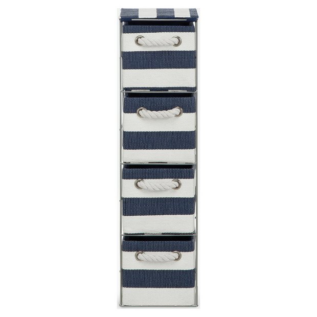 Buy Argos Home Tall 4 Drawer Storage Tower Blue and White Bathroom