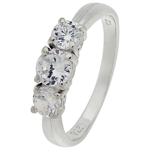 Buy Sterling Silver Cubic Zirconia Trilogy RingH at Argos.co.uk Your
