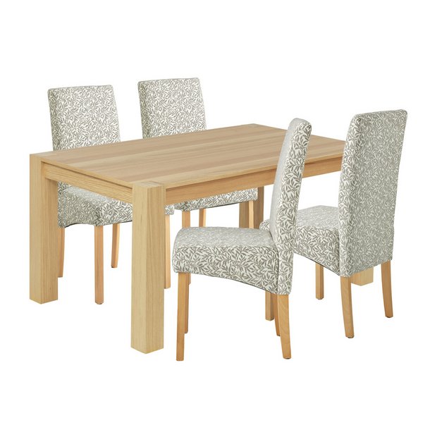 Buy Heart of House Alston 150cm Oak Table & 4 Chairs Floral at Argos