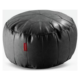 Kaikoo Moroccan Faux Leather Pouffe - Black