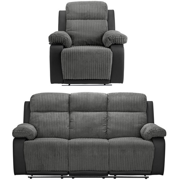 Buy Collection Bradley 3 Seat Recliner Sofa and Chair -Charcoal at