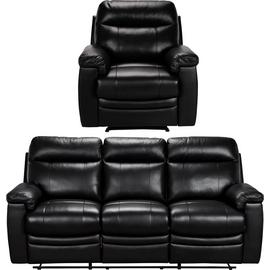 Argos Home Paolo Chair & 3 Seater Manual Recline Sofa -Black
