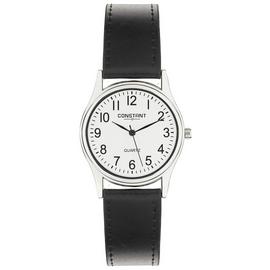 Constant Quartz Men's Black Faux Leather Strap Watch