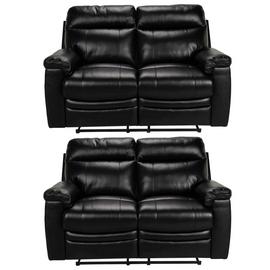 Argos Home Paolo Pair of 2 Seater Manual Recline Sofa -Black