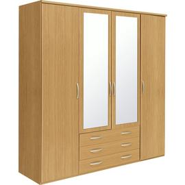 Argos Home Hallingford 4Dr 3 Drw Mirror Wardrobe -Oak Effect