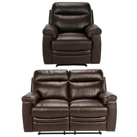 Argos Home Paolo Chair & 2 Seater Manual Recline Sofa -Brown