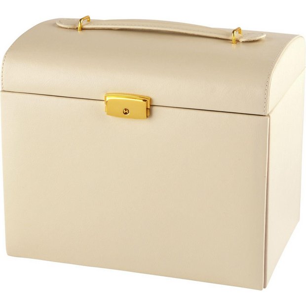 Buy Cream Faux Leather Large Three Drawer Jewellery Box Jewellery boxes and hangers Argos