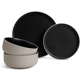 Habitat Raw Edge Speckle 12 Piece Dinner Set - Black