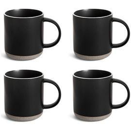 Habitat Raw Edge Set of 4 Stoneware Mug - Black