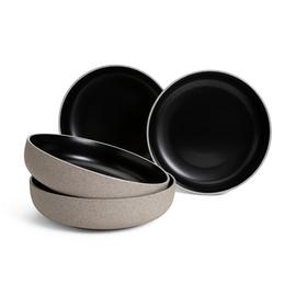 Habitat Set of 4 Raw Edge Speckle Pasta Bowl - Matte Black