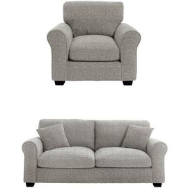 Argos Home Lisbon Fabric Chair & 3 Seater Sofa - Grey