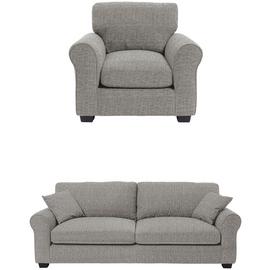 Argos Home Lisbon Fabric Chair & 4 Seater Sofa - Grey