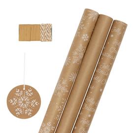 Habitat 3 Roll Snowflake Kraft Wrapping Paper Set