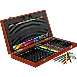 YXSH Pencil Dark Wooden Caddy Kit - 75 Pieces