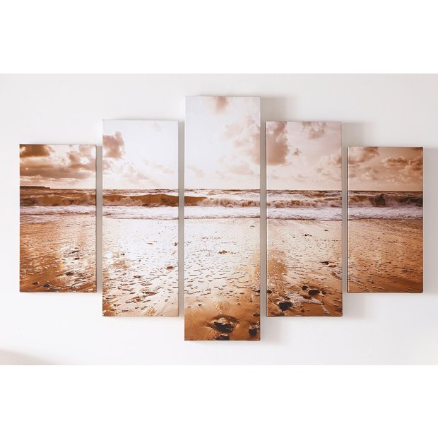 Buy Graham & Brown Sunrise Beach Canvas Wall Art Set of 5 at Argos.co