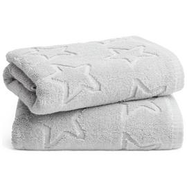 Habitat Christmas Embossed Star 2 Pack Hand Towel - Grey