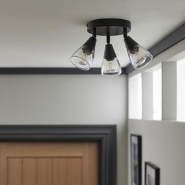 Argos Home Plate Curico Metal 3 Light Ceiling Light - Black