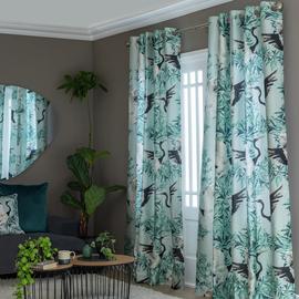 Habitat Crane Print Lined Eyelet Curtains