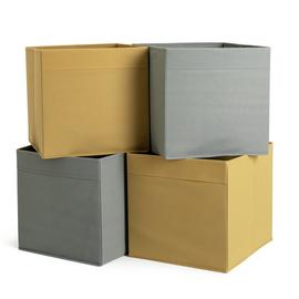 Argos Home Set of 4 Square Plus Boxes - Grey & Yellow