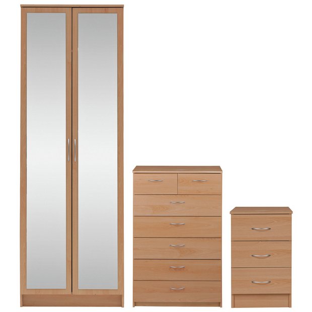 Buy Collection Cheval 3 Pc 2 Dr Wardrobe Package Beech Effect at