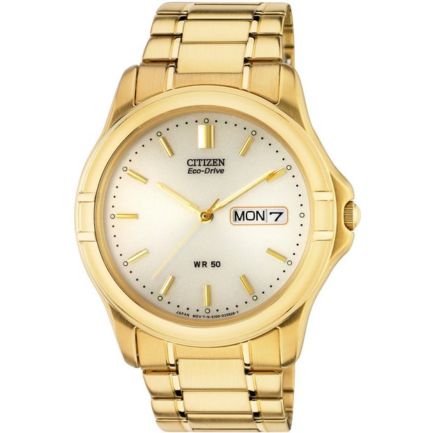 Citizen gold discount watch leather band