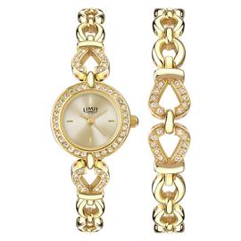 Limit Ladies' Gold Plated Stone Set Watch and Bracelet Set